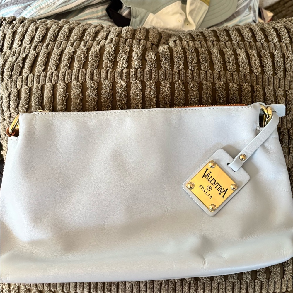 Valentina light blue Leather Wristlet/Crossbody